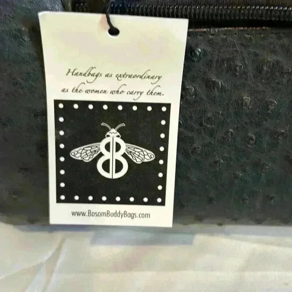 NWT! 🐝🐝🐝Handmade Bosom Buddy Bag Black with Large Gold Bee Closure - Picture 6 of 11